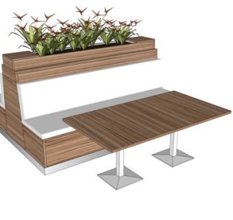 现代卡座餐桌椅su模型