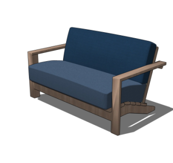 现代布艺双人沙发su模型