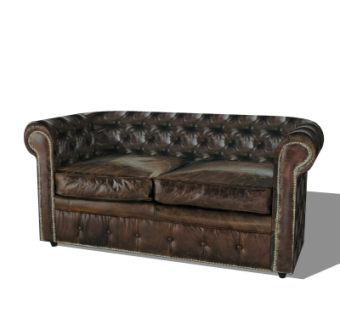 欧式皮革双人沙发su模型