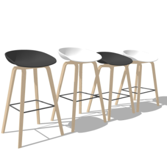 北欧低靠背吧台椅su模型