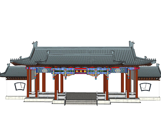 中式建筑门头su模型