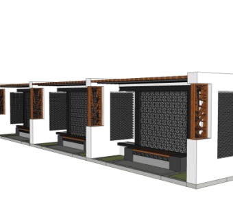 中式廊架免费su模型