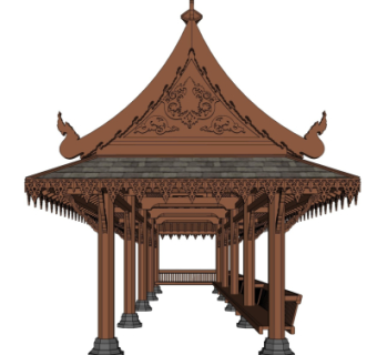 中式长廊免费su模型