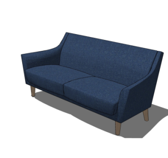 北欧布艺双人沙发su模型