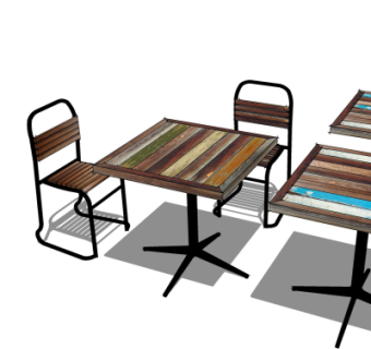 工业风休闲桌椅su模型