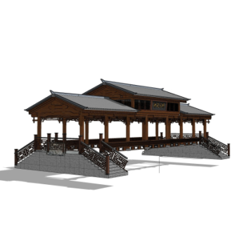 中式长廊免费su模型