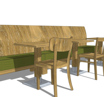 现代卡座餐桌椅su模型