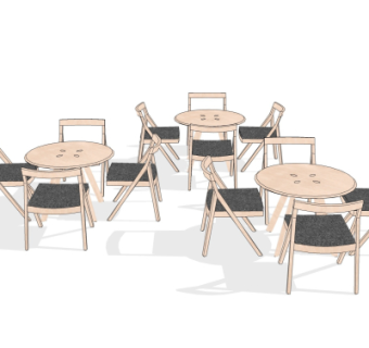现代休闲桌椅组合su模型