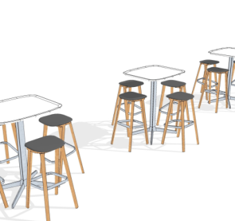现代休闲桌椅组合su模型