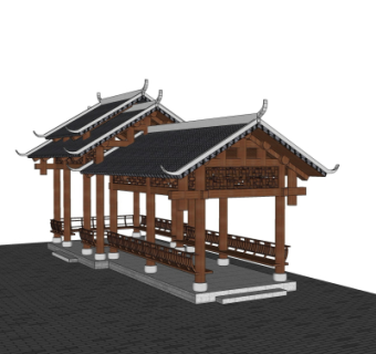 中式长廊免费su模型