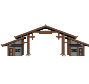 中式建筑门头su模型