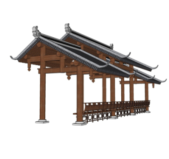 中式长廊免费su模型