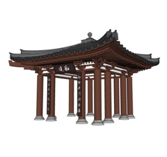 中式廊架亭子免费su模型