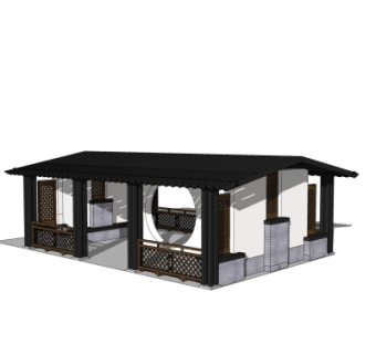 中式廊架亭子免费su模型