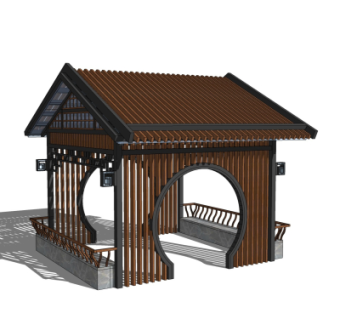中式廊架亭子免费su模型