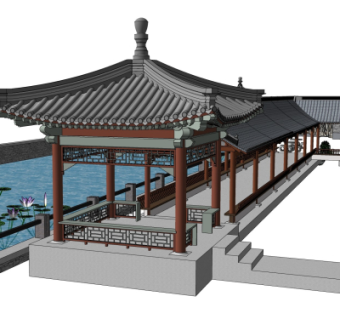 中式长廊免费su模型