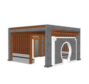 中式廊架免费su模型