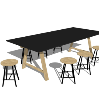 现代餐桌椅su模型