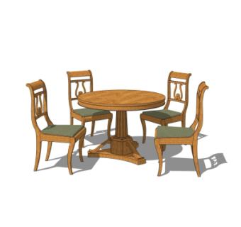 简欧餐桌椅su模型