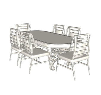 简欧餐桌椅su模型