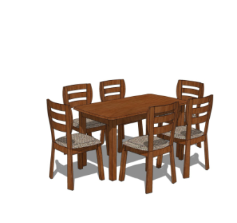 现代实木餐桌椅su模型