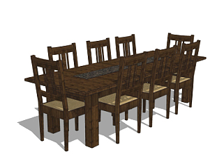 <em>中式</em>实木<em>餐桌椅</em>su模型