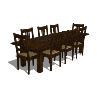 中式实木餐桌椅su模型