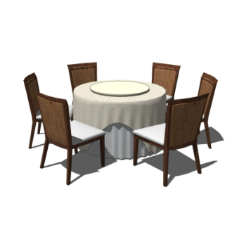 现代圆形餐桌su模型