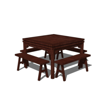 中式实木餐桌椅su模型