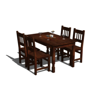 中式实木餐桌椅su模型