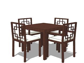 <em>中式实木餐桌</em>椅su模型