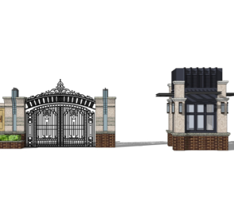 新古典小区门头su模型