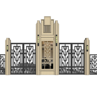 新古典小区门头su模型