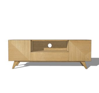 现代实木电视柜su模型