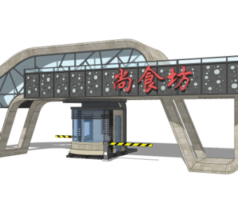 现代小区门头su模型