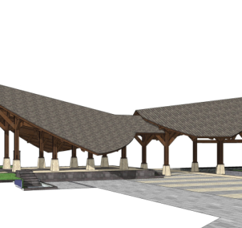 东南亚长廊su模型