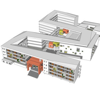 现代教学楼su模型
