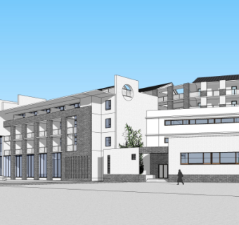 新中式教学楼su模型