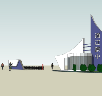 现代建筑门头su模型