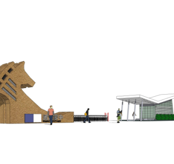 现代建筑门头su模型