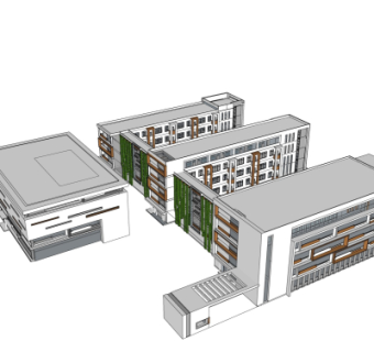 现代教学楼su模型