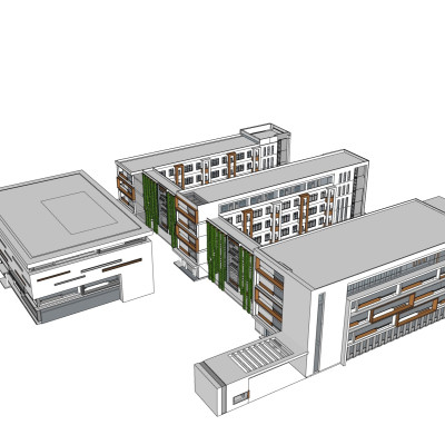 现代教学楼su模型