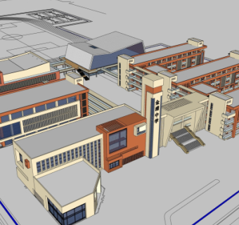 现代教学楼su模型