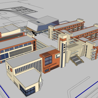 现代教学楼su模型