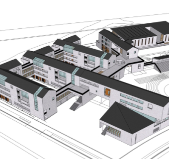 新中式教学楼su模型