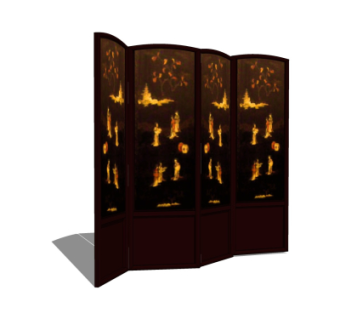 中式屏风隔断组合su模型