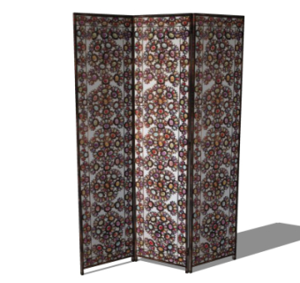 中式屏风隔断组合su模型