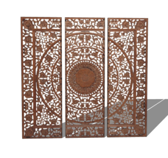 中式屏风隔断组合su模型