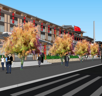 中式酒店su模型