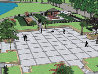 中式广场景观su模型